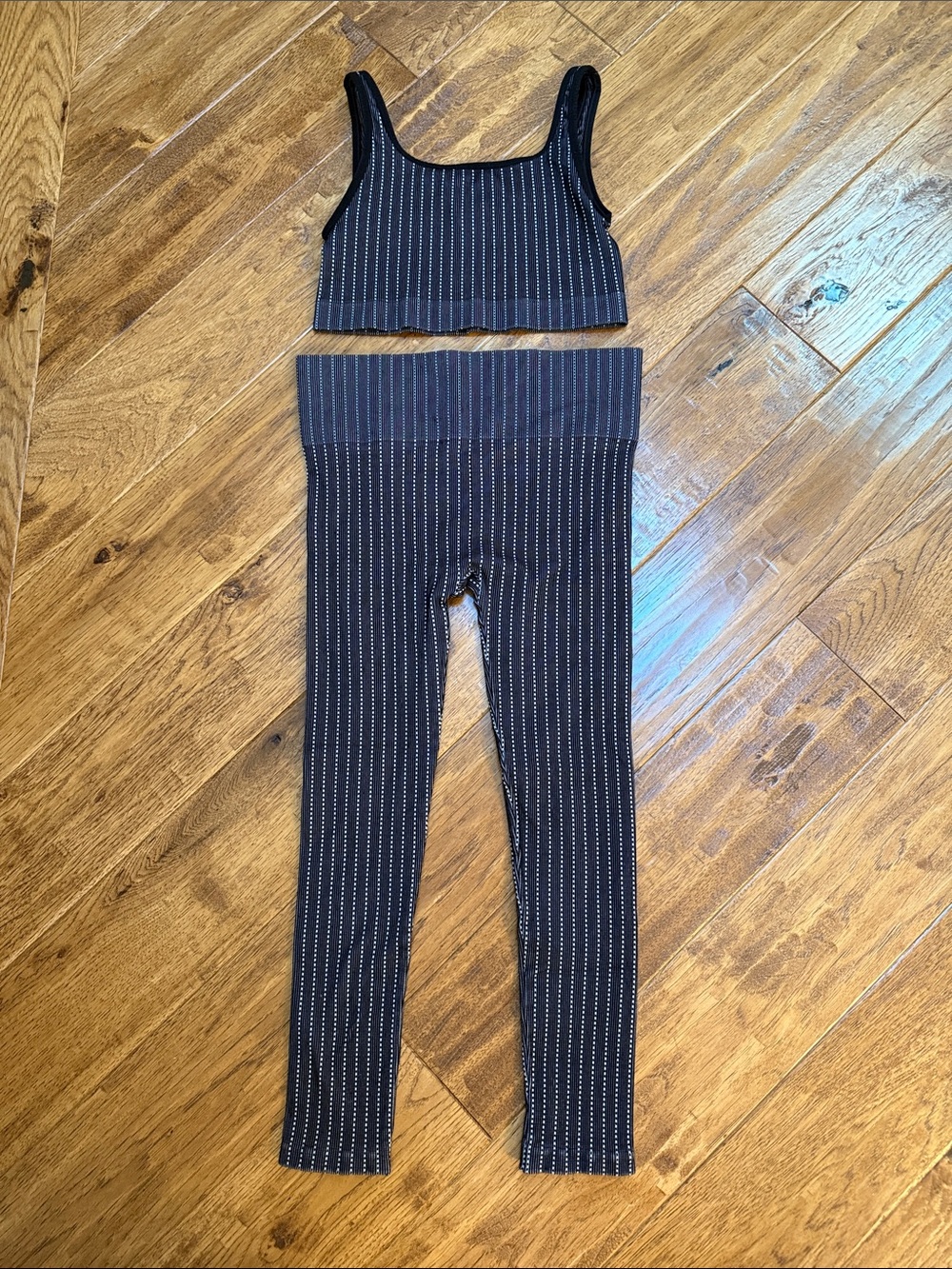 TLA by Morgan Stewart Ribbed Seamless High-Waist Leggings & Bra Set